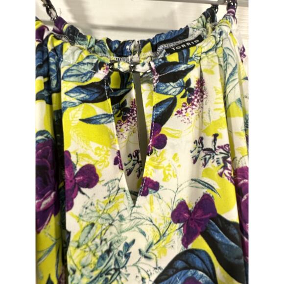 Torrid Georgette Chain-Link Cold-Shoulder Blouse • Floral White • Size 5XL - Picture 7 of 12